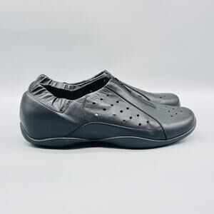 Dansko Shoes Womens 11.5 Black Leather Zip Perforated Comfort Walking Slip On